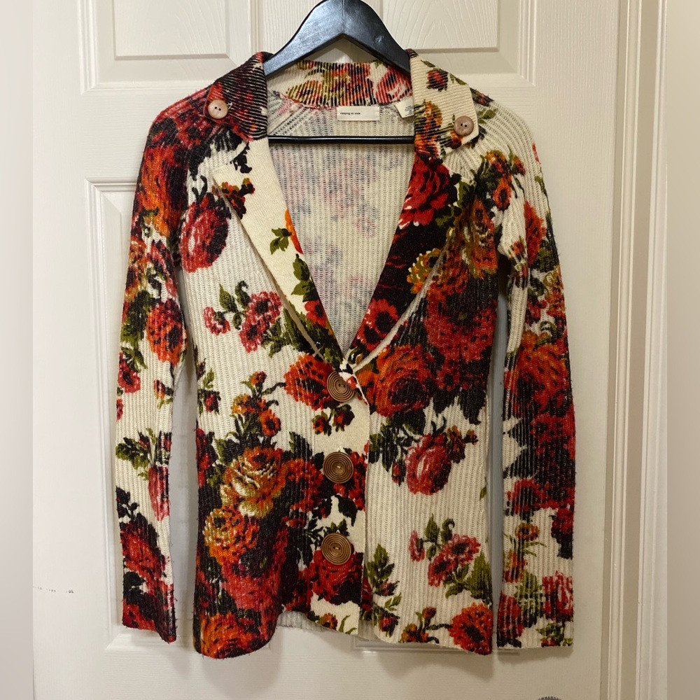 Anthropologie Multicolor Floral Cardigan